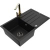MEXEN/S - Bruno granitový dřez 1-miska s odkapávačem včetně baterie Rita, černý 6513-77-670300-50-B