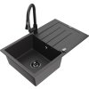 MEXEN/S - Bruno granitový dřez 1 s odkapávačem včetně baterie Elia, černá kropenatá 6513-76-670101-70-B