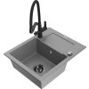 MEXEN/S - Enzo granitový dřez s odkapávačem včetně baterie Duo, šedá 6506-71-671701-70-B