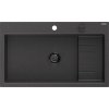 MEXEN/S - Omar granitový dřez 1-komorowy 800 x 480 mm, černý kropenatý, sifon černá 6520801005-76-B