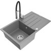 MEXEN/S - Bruno granitový dřez s odkapávačem včetně baterie Aster, šedá 6513-71-73450-07