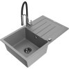MEXEN/S - Bruno granitový dřez s odkapávačem včetně baterie Aster, šedá 6513-71-73450-07-B