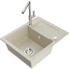 MEXEN/S - Enzo granitový dřez 1-miska s odkapávačem včetně baterie Flora, béžová 6506-69-670401-00