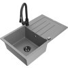 MEXEN/S - Bruno granitový dřez 1 s odkapávačem včetně baterie Elia, šedá 6513-71-670101-70-B