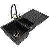 MEXEN/S - Andres granitový dřez s odkapávačem včetně baterie Duo, černá 6515-77-671701-57-B