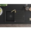 MEXEN/S - Bruno granitový dřez s odkapávačem včetně baterie Telma, černá 6513-77-670200-50-B