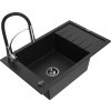 MEXEN/S - Elias granitový dřez 1 s odkapávačem včetně baterie Aster, černá 6511-77-73450-07-B