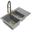 MEXEN/S - Gaspar granitový dřez 1.5 s odkapávačem včetně baterie Aster, šedá 6507-71-73450-57-G