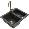 MEXEN/S - Carlos granitový dřez 1.5 včetně baterie Telma, černá kropanatá 6518-76-670200-50