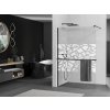 MEXEN/S - KIOTO Sprchová zástěna WALK-IN s poličkou a držákem ručníků 100 x 200, transparent/bílý dekor 8 mm, černá 800-100-121-70-85