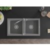 MEXEN/S - Mario granitový dřez 2-bowl včetně baterie Carla, šedá 6504-71-670700-71