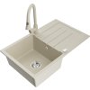 MEXEN/S - Bruno granitový dřez 1 s odkapávačem včetně baterie Elia, béžová 6513-69-670101-69