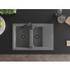 MEXEN/S - Gaspar granitový dřez 1.5 s odkapávačem 737 x 475 mm, šedý, černý sifon 6507731505-71-B