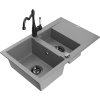 MEXEN/S - Gaspar granitový dřez 1.5 s odkapávačem včetně baterie Carla, šedá 6507-71-670700-70-B