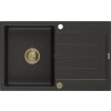 MEXEN/S - Bruno granitový dřez 1 s odkapávačem 795x495 mm, černá/zlatý metalik, + zlatý sifon 6513791010-75-G