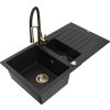 MEXEN/S - Matias granitový dřez 1.5 s odkapávačem včetně baterie Aster, černá 6502-77-73450-57-G