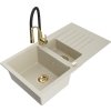 MEXEN/S - Matias granitový dřez 1.5 s odkapávačem včetně baterie Aster, béžová 6502-69-73450-57-G