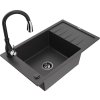 MEXEN/S - Elias Elias granitový dřez 1-miska s odkapávačem včetně baterie Savita, černá kropenatá 6511-76-672601-70-B