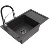 MEXEN/S - Elias granitový dřez 1 s odkapávačem včetně baterie Aster, černá kropenatá 6511-76-73450-07-B