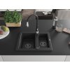 MEXEN/S - Carlos granitový dřez 1.5 včetně baterie Savita, černá/stříbrná metalik 6518-73-672601-70-B