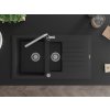 MEXEN/S - Matias granitový dřez 1.5 s odkapávačem včetně baterie Flora, černá  6502-77-670401-00