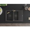 MEXEN/S - Gaspar granitový dřez 1.5 s odkapávačem včetně baterie Flora, černá kropenatá 6507-76-670401-57-B