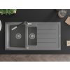MEXEN/S - Andres granitový dřez s odkapávačem včetně baterie Flora, šedá 6515-71-670401-07