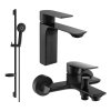 MEXEN/S - Alexa SET umyvadlová + vanová baterie s příslušenstvím DS40, černá 71203DS40-70