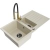 MEXEN/S - Matias granitový dřez 1.5 s odkapávačem včetně baterie Aster, béžová 6502-69-73450-57-B