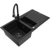 MEXEN/S - Matias granitový dřez 1.5 s odkapávačem včetně baterie Elia, černá 6502-77-670101-70-B