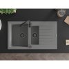 MEXEN/S - Matias granitový dřez 1.5 s odkapávačem 900x505 mm, šedá,+ černý sifon 6502901505-71-B