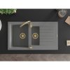 MEXEN/S - Matias granitový dřez 1.5 s odkapávačem 900x505 mm, šedá,+ zlatý sifon 6502901505-71-G