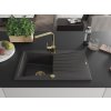 MEXEN/S - Cesar granitový dřez 1-miska s odkapávačem včetně baterie Rita, černý kropenatý 6514-76-670300-50