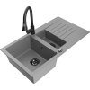 MEXEN/S - Matias granitový dřez 1.5 s odkapávačem včetně baterie Elia, šedá 6502-71-670101-70-B