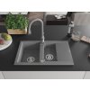 MEXEN/S - Gaspar granitový dřez 1.5 s odkapávačem včetně baterie Savita, šedá 6507-71-672601-71