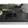 MEXEN/S - Matias granitový dřez 1.5 s odkapávačem včetně baterie Duo, černá/stříbrná 6502-73-671701-07-B