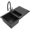 MEXEN/S - Matias granitový dřez 1.5 s odkapávačem včetně baterie Duo, černá/stříbrná 6502-73-671701-07-B