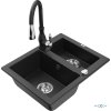 MEXEN/S - Carlos granitový dřez 1.5 včetně baterie Savita, černá/stříbrná metalik 6518-73-672601-70