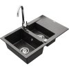 MEXEN/S - Gaspar granitový dřez 1.5 s odkapávačem včetně baterie Telma, černá kropenatý 6507-76-670200-00