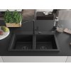 MEXEN/S - Hektor granitový dřez 2-bowl 800 x 480 mm, černá, černý sifon 6521802000-77-B