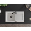 MEXEN/S - Pablo granitový dřez 1 s odkapávačem 752 x 436 mm, bílá, + sifon grafit 6510751010-20-B