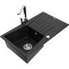 MEXEN/S - Cesar granitový dřez 1-miska s odkapávačem včetně baterie Rita, černý 6514-77-670300-00