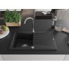 MEXEN/S - Cesar granitový dřez 1 s odkapávačem včetně baterie Telma, černá 6514-77-670200-00