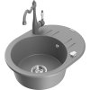 MEXEN/S - Kevin granitový dřez 1-miska s odkapávačem včetně baterie Carla, šedá 6517-71-670700-71