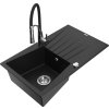 MEXEN/S - Cesar granitový dřez s odkapávačem včetně baterie Aster, černá 6514-77-73450-07