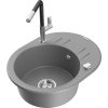 MEXEN/S - Kevin granitový dřez 1-miska s odkapávačem včetně baterie Flora, šedá 6517-71-670401-07