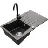 MEXEN/S - Cesar granitový dřez 1 s odkapávačem včetně baterie Telma, černá kropenatý 6514-76-670200-76