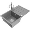 MEXEN/S - Bruno granitový dřez 1-miska s odkapávačem včetně baterie Carla, šedá 6513-71-670700-00