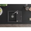 MEXEN/S - Enzo granitový dřez 1 s odkapávačem včetně baterie Aster, černá kropenatá 6506-76-73450-07