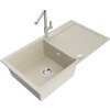 MEXEN/S - Leo granitový dřez 1 s odkapávačem včetně baterie Flora, béžováy 6501-69-670401-00